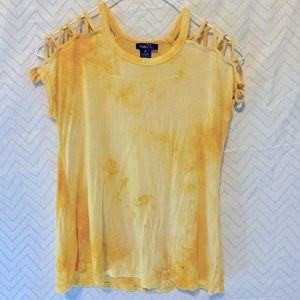 Rue 21 Yellow Knitted Shoulder Top